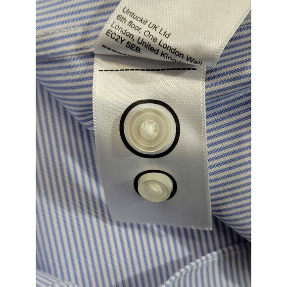 UNTUCKit Men's XL Wrinkle-Free Bordeaux Shirt Blue White Stripe Dress Shirt EUC - Picture 9 of 9